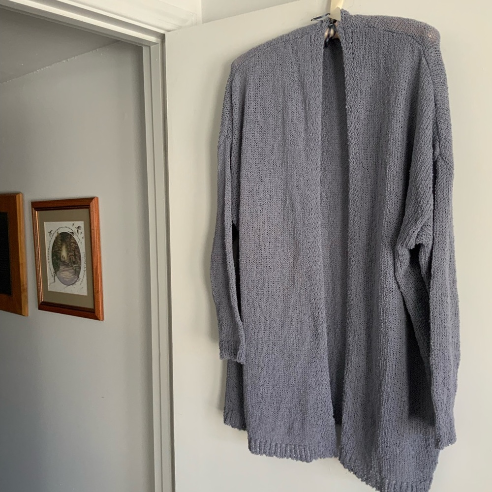 Light grey blue open knit sweater size M